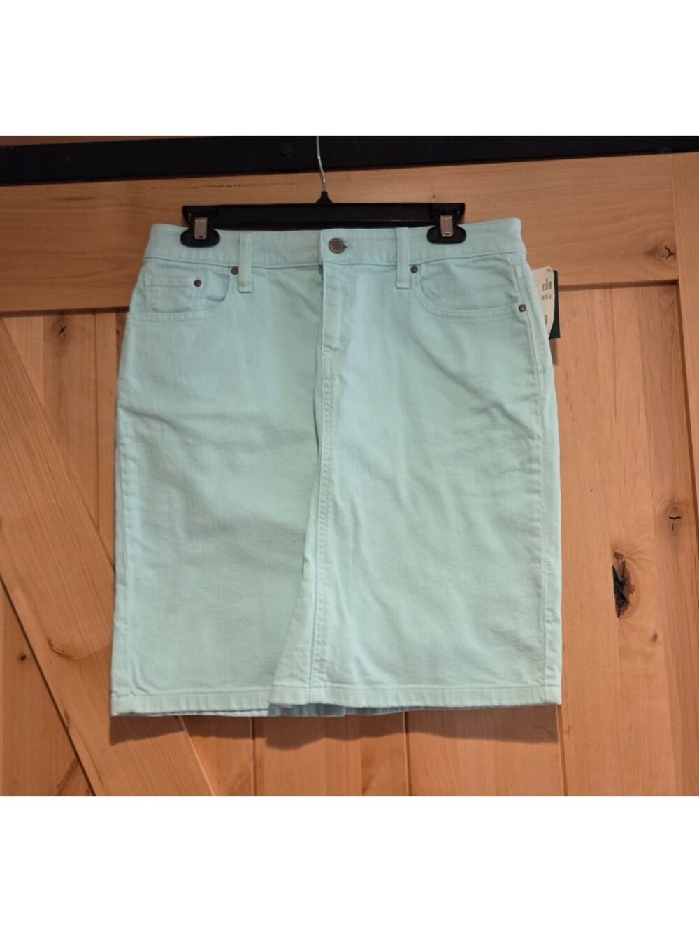 New! L.L. Bean Favorite Fit Jean Skirt Size 6 Petite Aqua Beach Glass Stretch